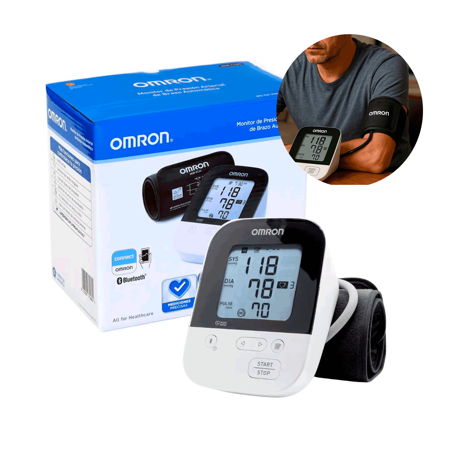 Toma Presión Digital de Brazo Bluetooth Hem 7156T Omron-2