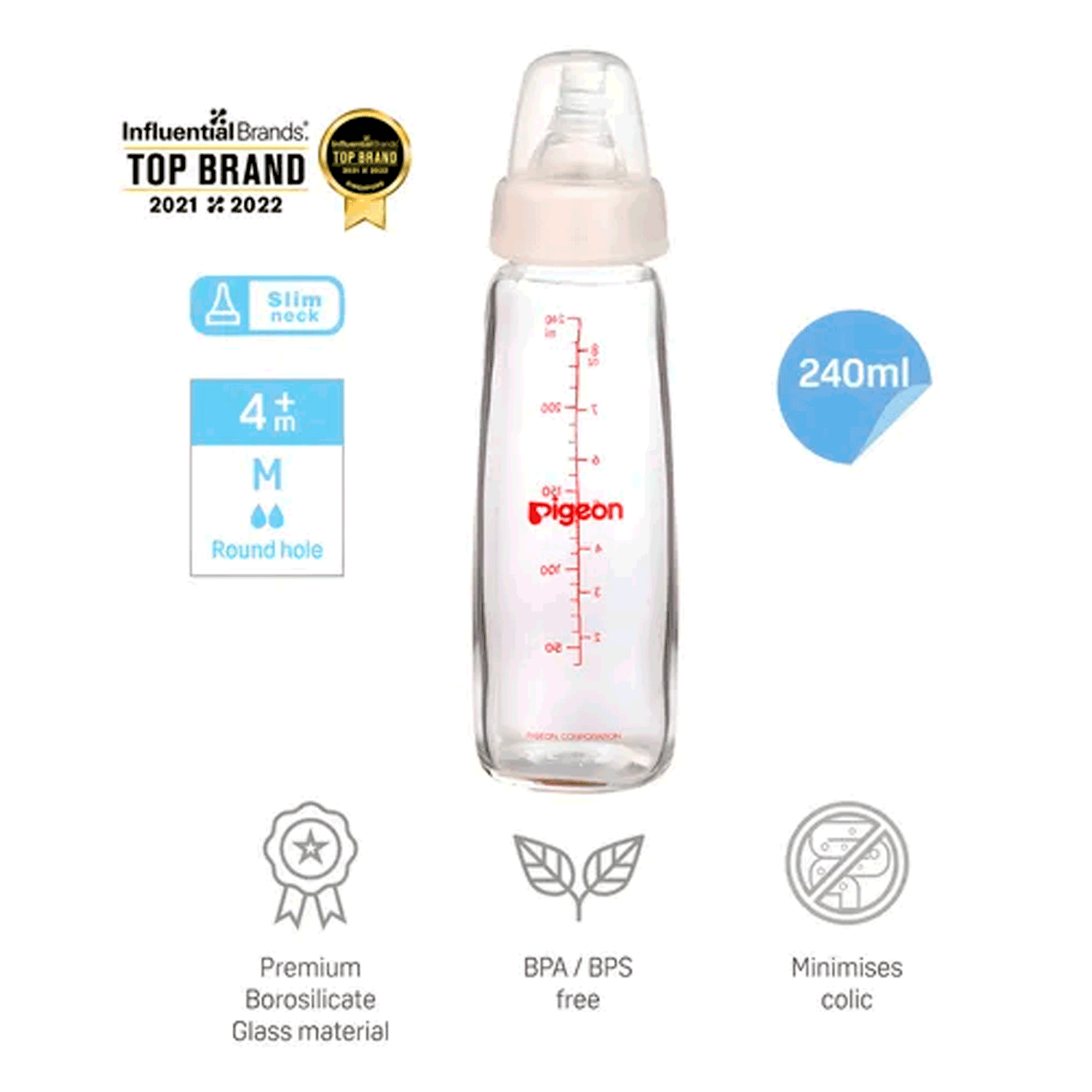 Mamadera Vidrio 240Ml Flexible Pigeon-2