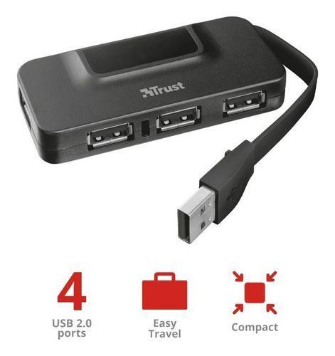 Adaptador Compacto Hub 4 Puertos Usb 2.0 Oila Trust-4