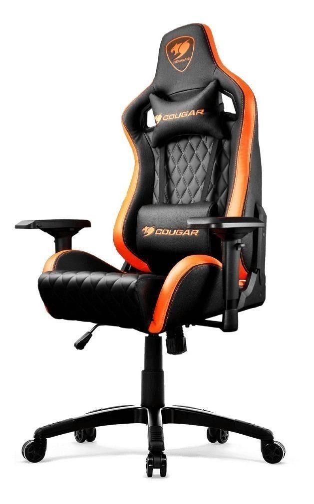 Silla De Escritorio Cougar Armor S Gamer Ergonómica Black Y Orange Con Tapizado De Cuero Sintético-1