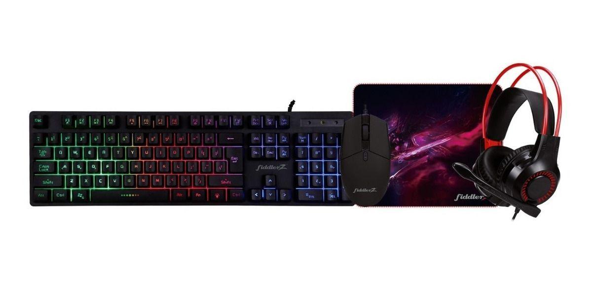 Kit Gamer Teclado + Mouse Led + Audífonos + Mousepad Fiddler-0