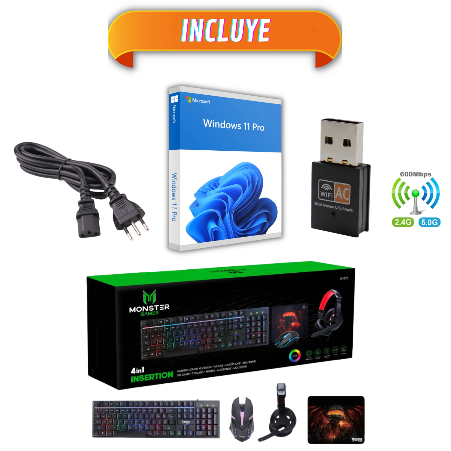 Pc Gamer Ryzen 5 5600 + 32GB + RTX4060 + 2TB + Monitor + Parlante + P1-6
