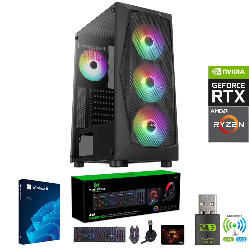 Pc Gamer Amd Ryzen 5 5500 + 16GB + RTX 4060 + 1TB + FALCON-1