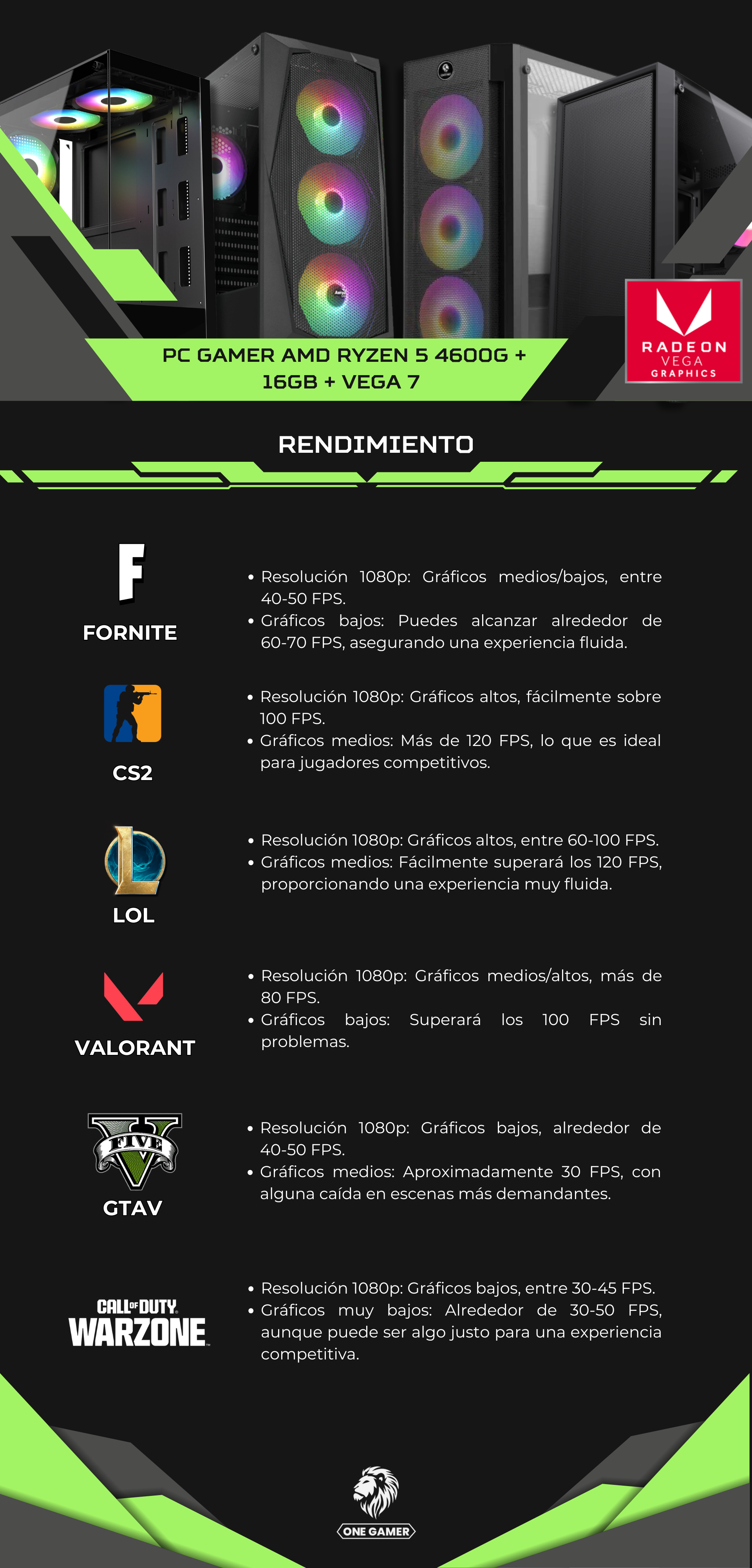  Pc Gamer Amd Ryzen 5 4600G + 16GB + Vega 7 + 1TB + STORM-3