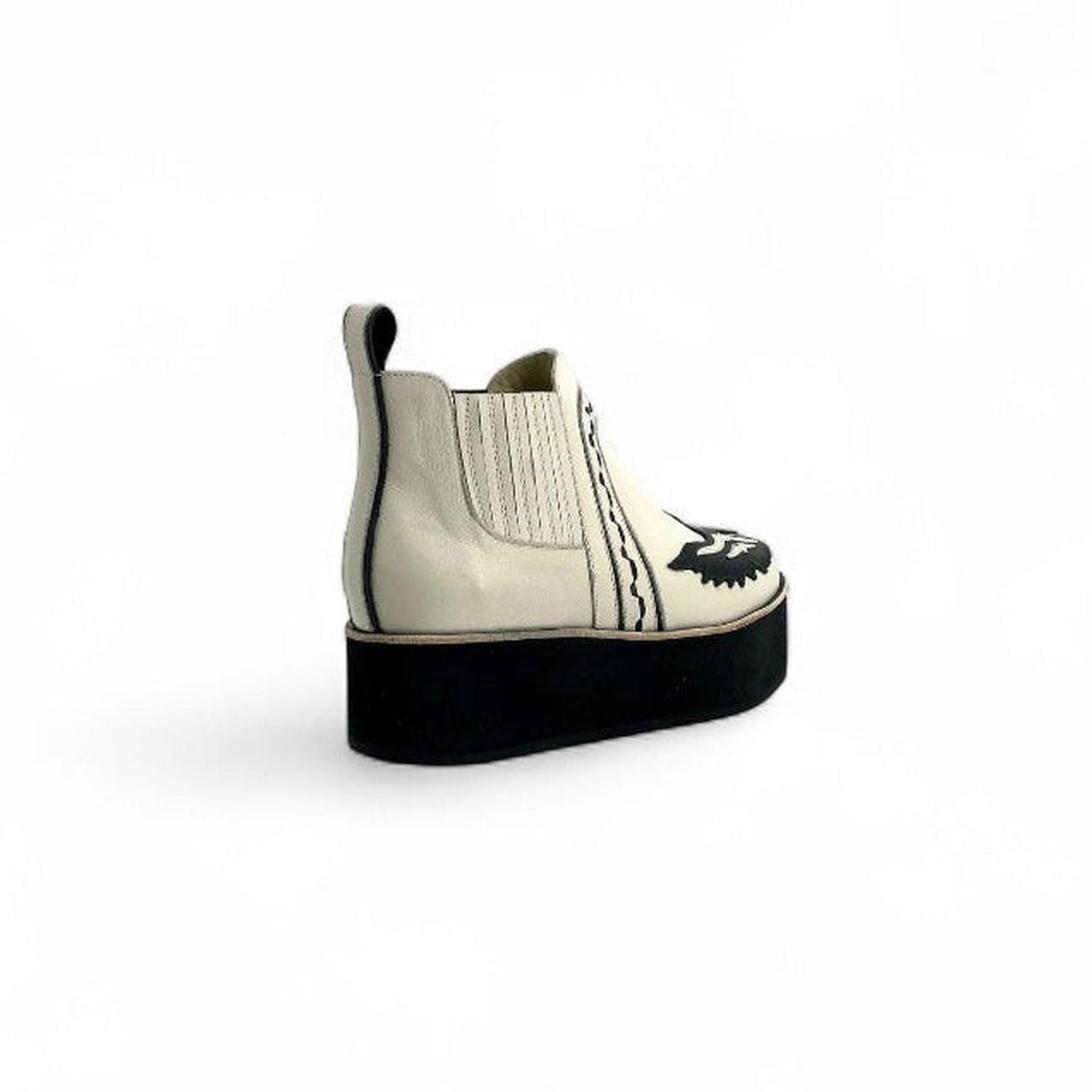 BOTÍN DE PLATAFORMA MILENA EVA CREMA DE CUERO-2