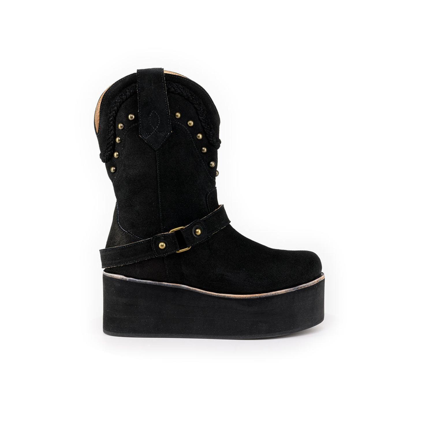 BOTIN DE PLATAFORMA KARINA NEGRO DE CUERO-0