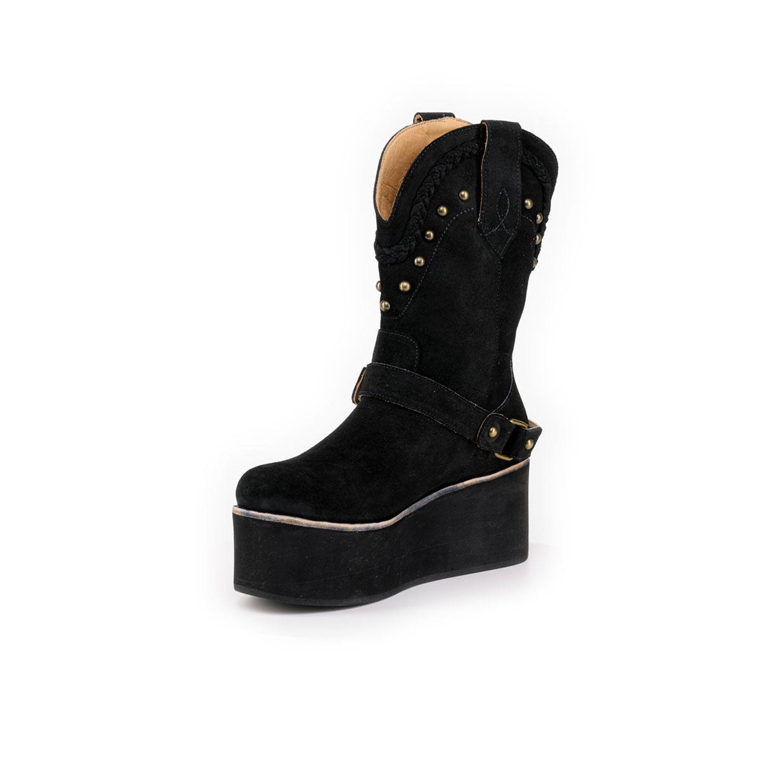 BOTIN DE PLATAFORMA KARINA NEGRO DE CUERO-3