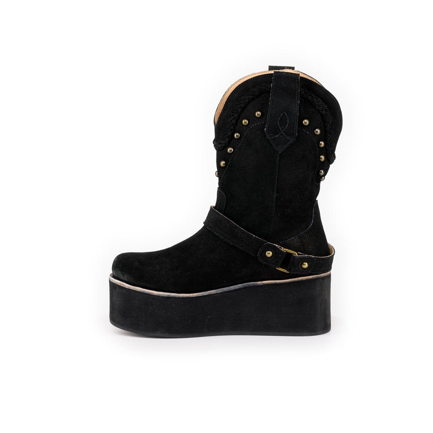 BOTIN DE PLATAFORMA KARINA NEGRO DE CUERO-4