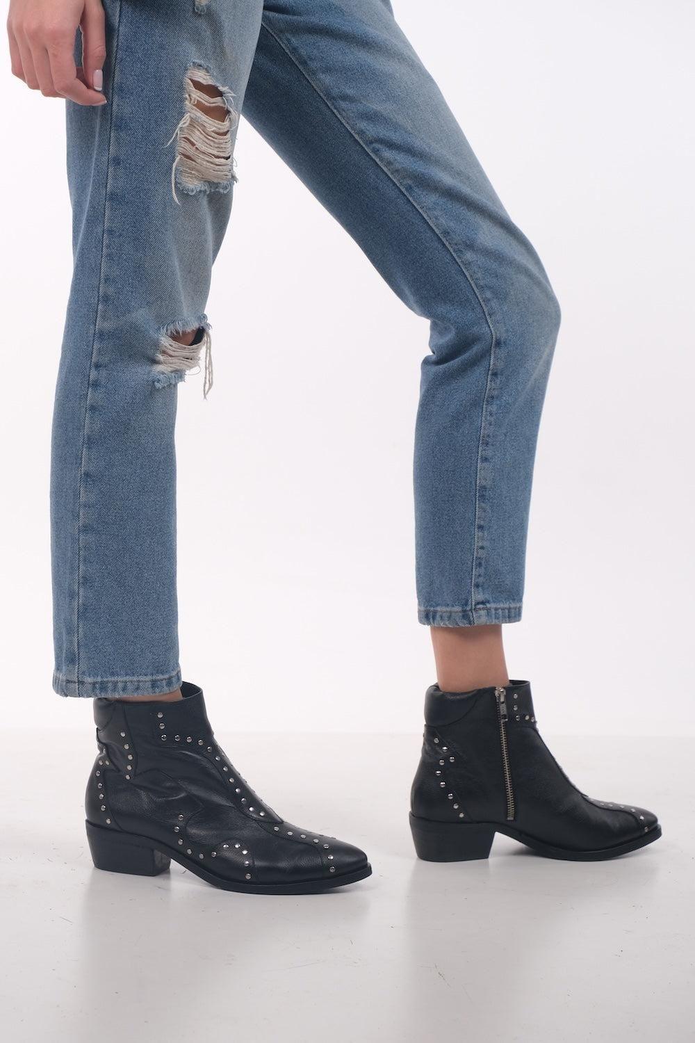 BOTÍN DE CUERO NICOLE NEGRO-2