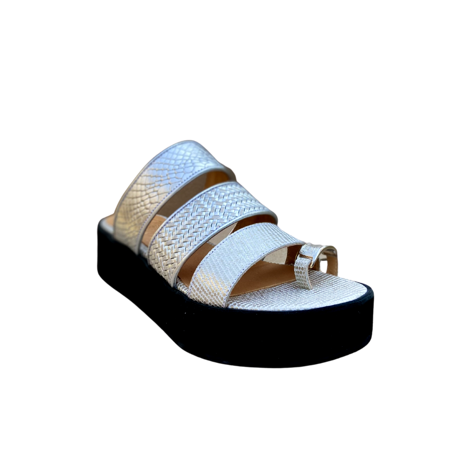 SANDALIA DE CUERO JULIA BAJA PLATA-1