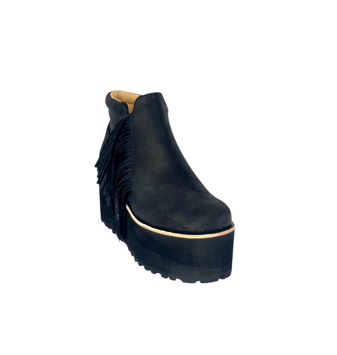 BOTÍN DE PLATAFORMA MECHE NEGRO DE CUERO-2