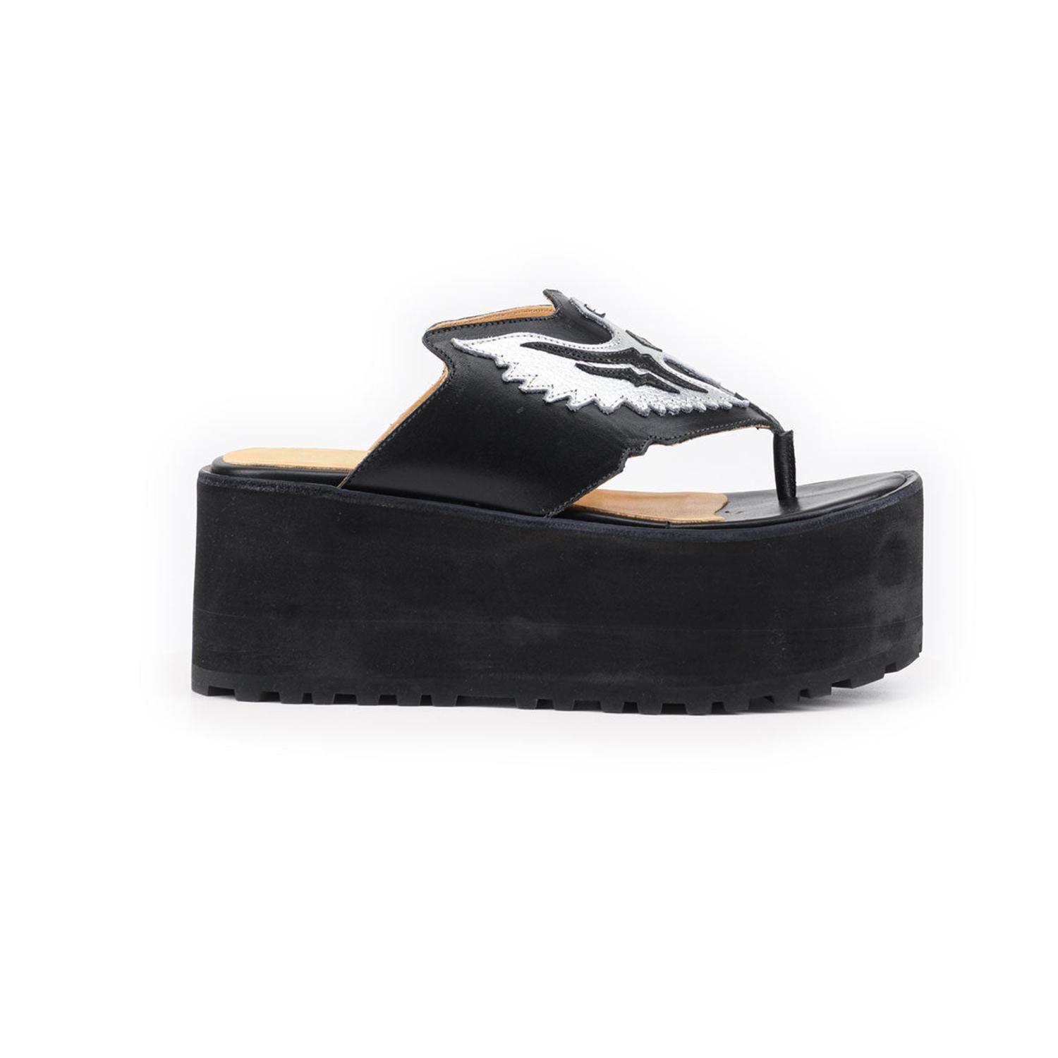 SANDALIA DE CUERO PAULINA NEGRA ALTA-0