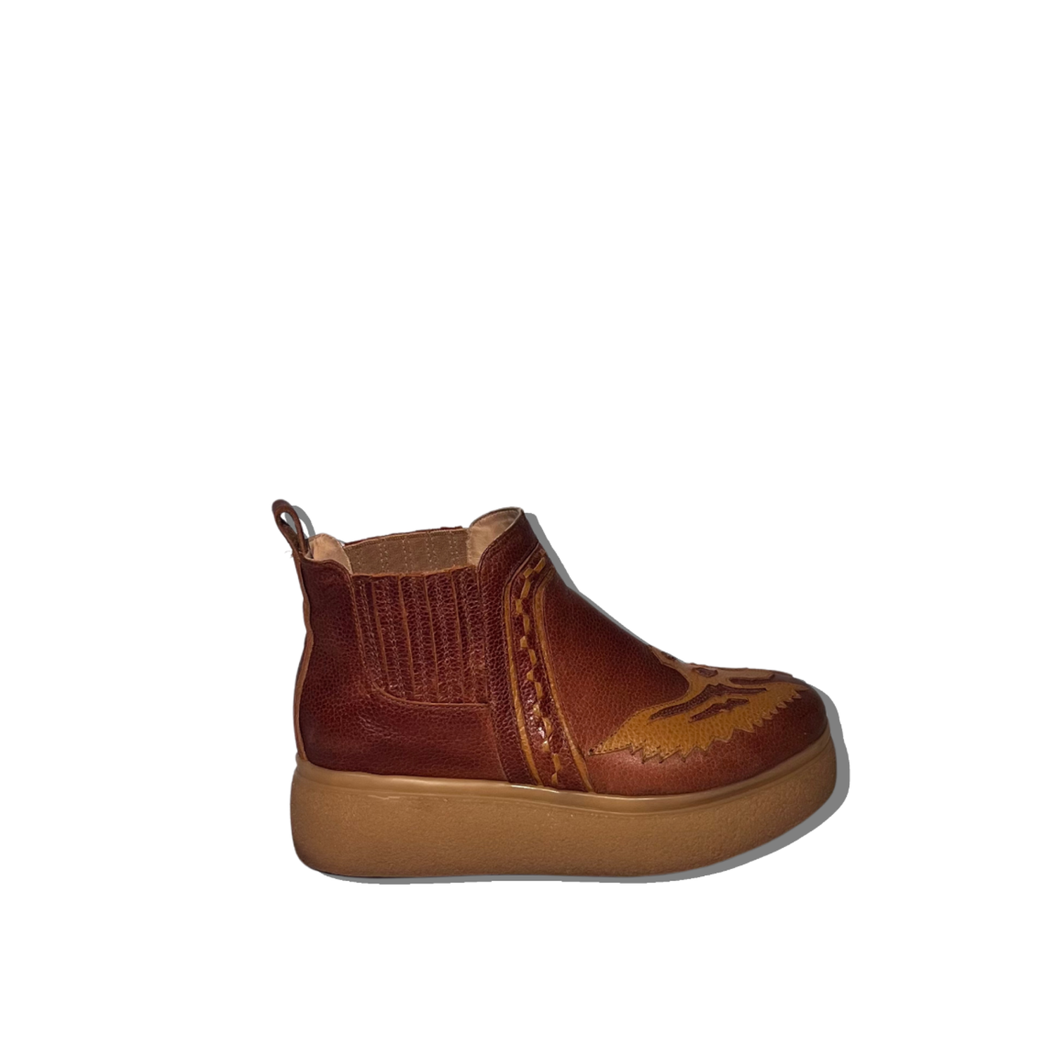 BOTIN DE PLATAFORMA MILENA EVA CAFE DE CUERO-0