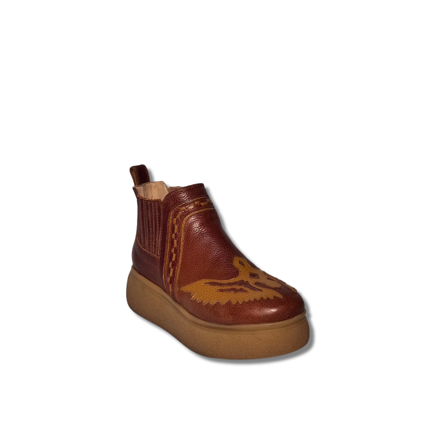 BOTIN DE PLATAFORMA MILENA EVA CAFE DE CUERO-1