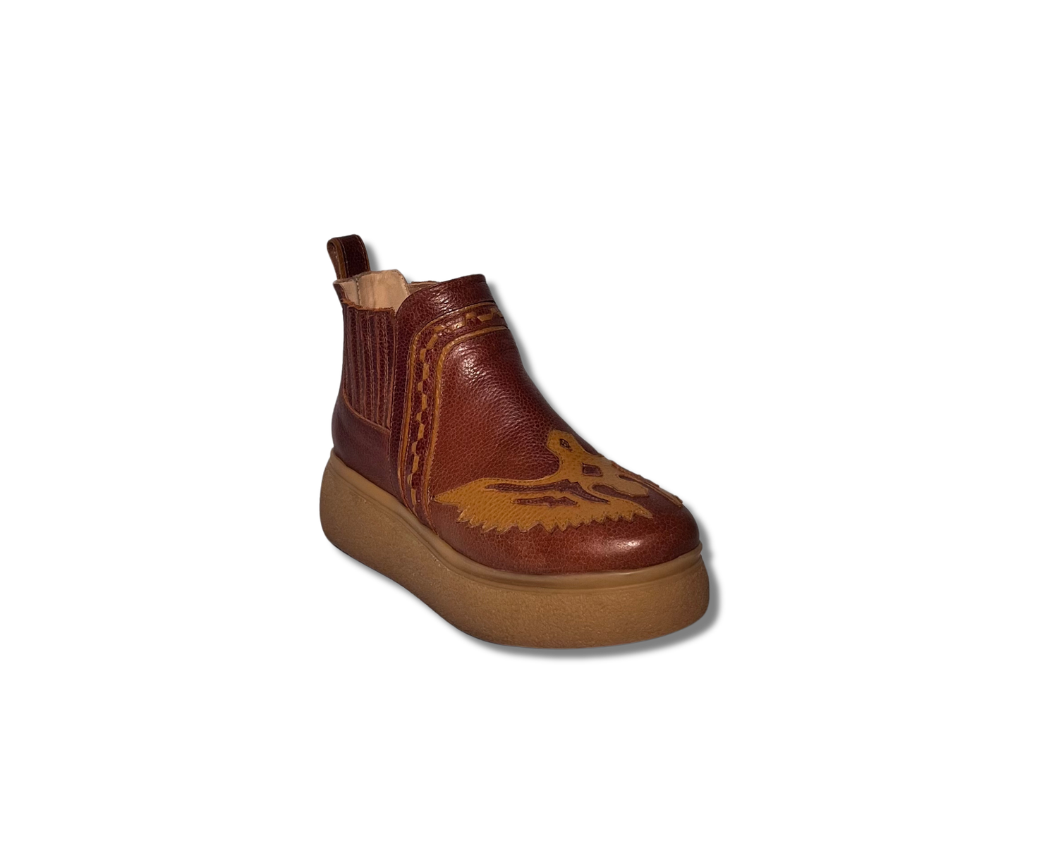 BOTIN DE PLATAFORMA MILENA EVA CAFE DE CUERO-2