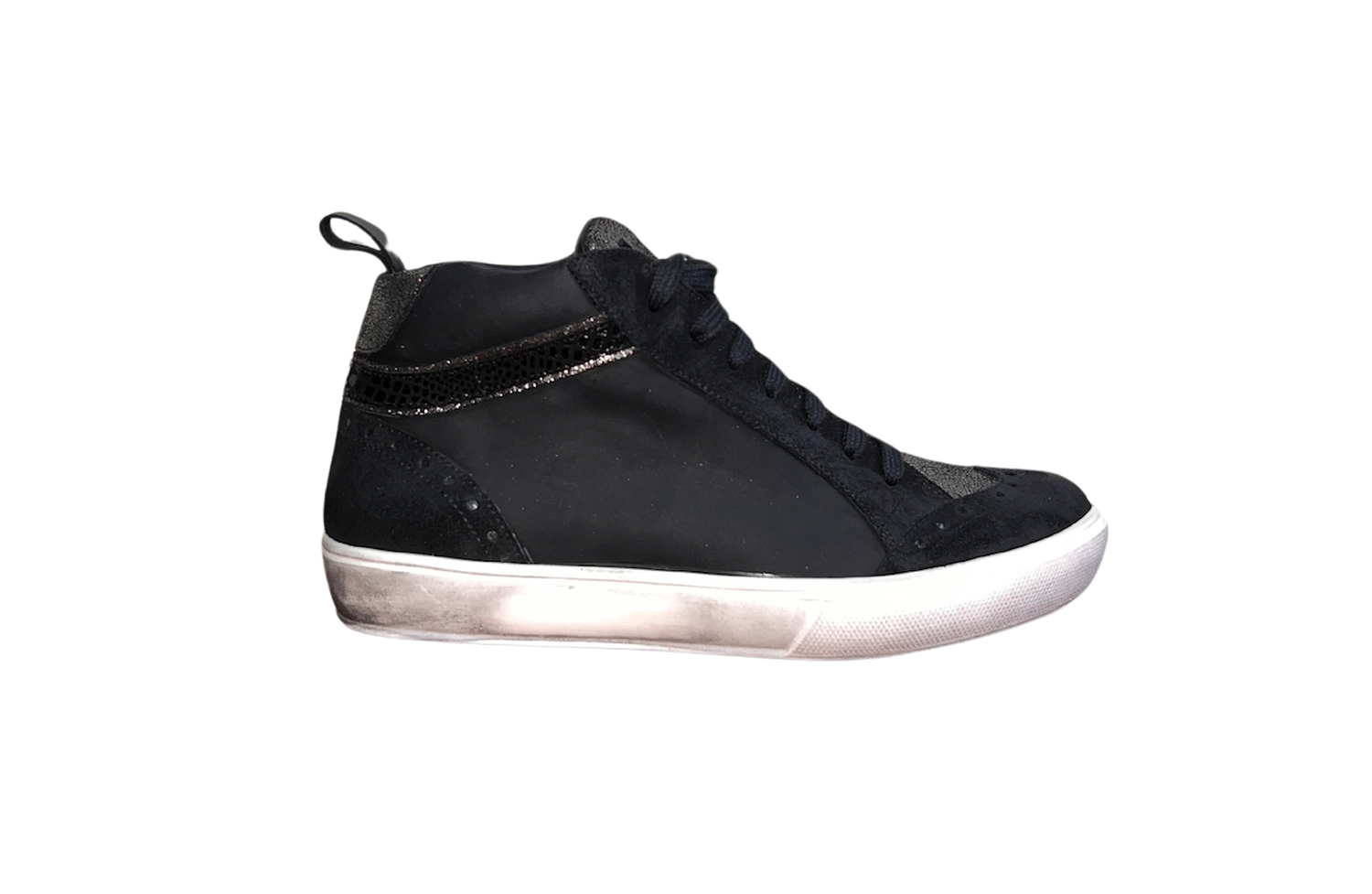 ZAPATILLA DE CUERO CAMI NEGRA PLATA-1