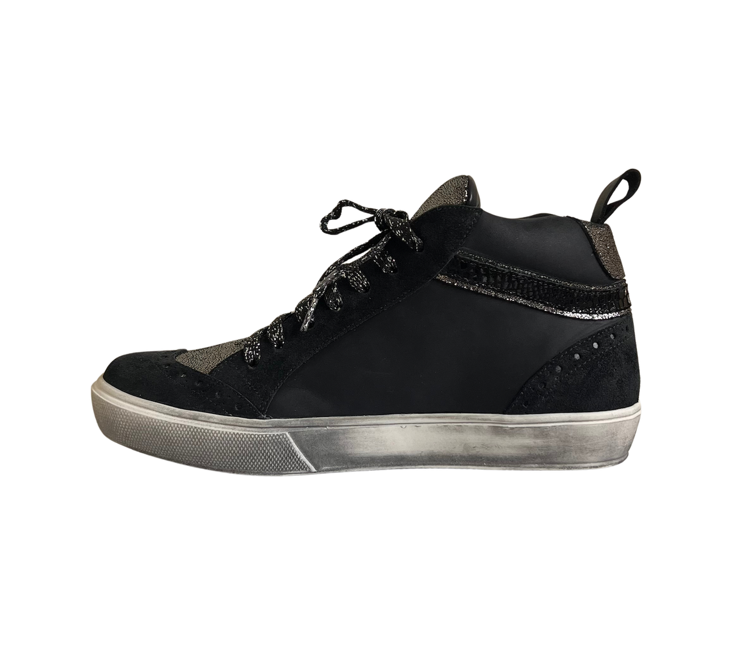 ZAPATILLA DE CUERO CAMI NEGRA PLATA-3