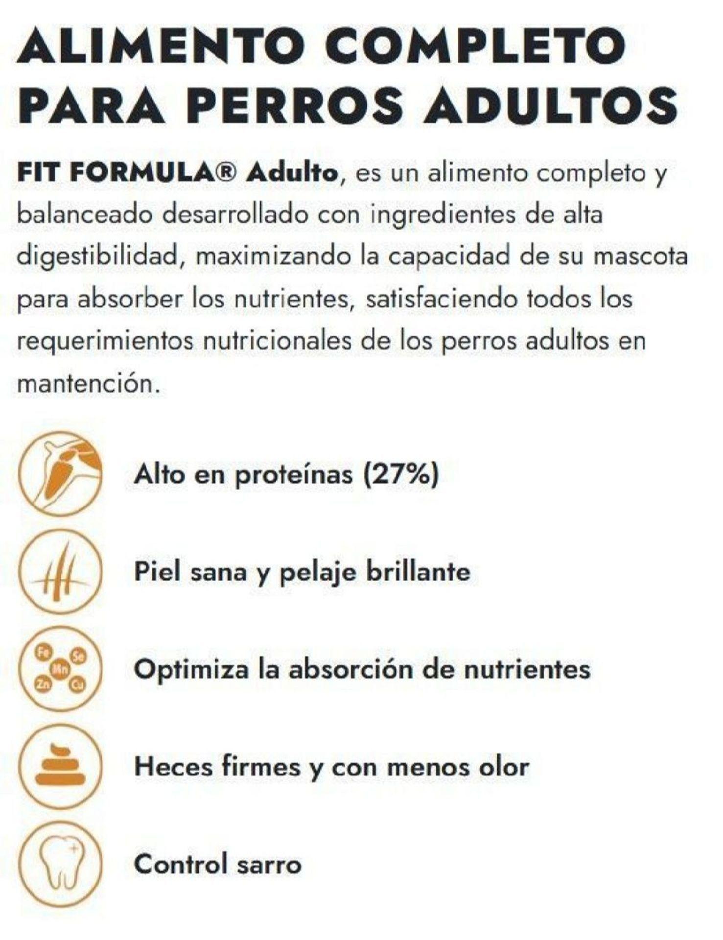 FIT FORMULA  para perro Aduito 20 Kg  alimento completo y balanceado desarrollado con ingredientes -2