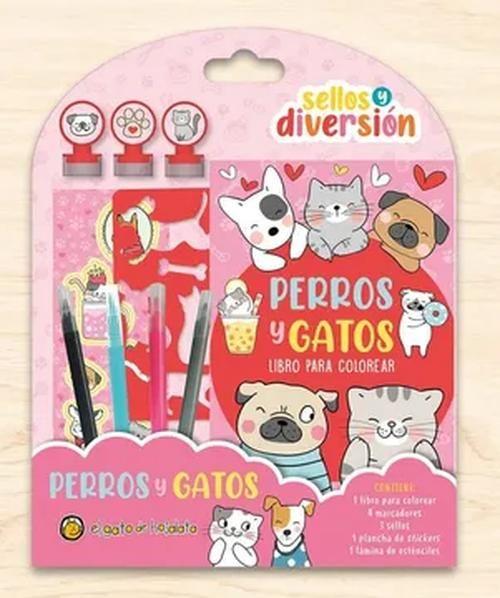Libro Perros y gatos *sellos y diversión*-0