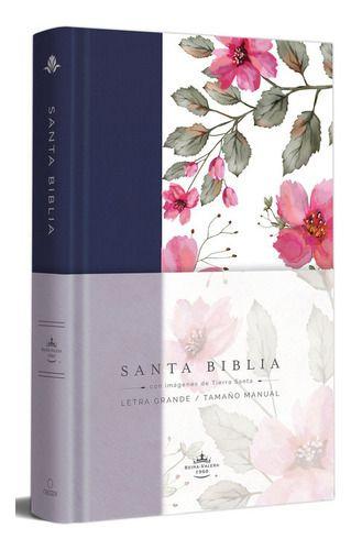 Biblia Rvr60 - Tapa Dura - Tela Azul Con Flores-0