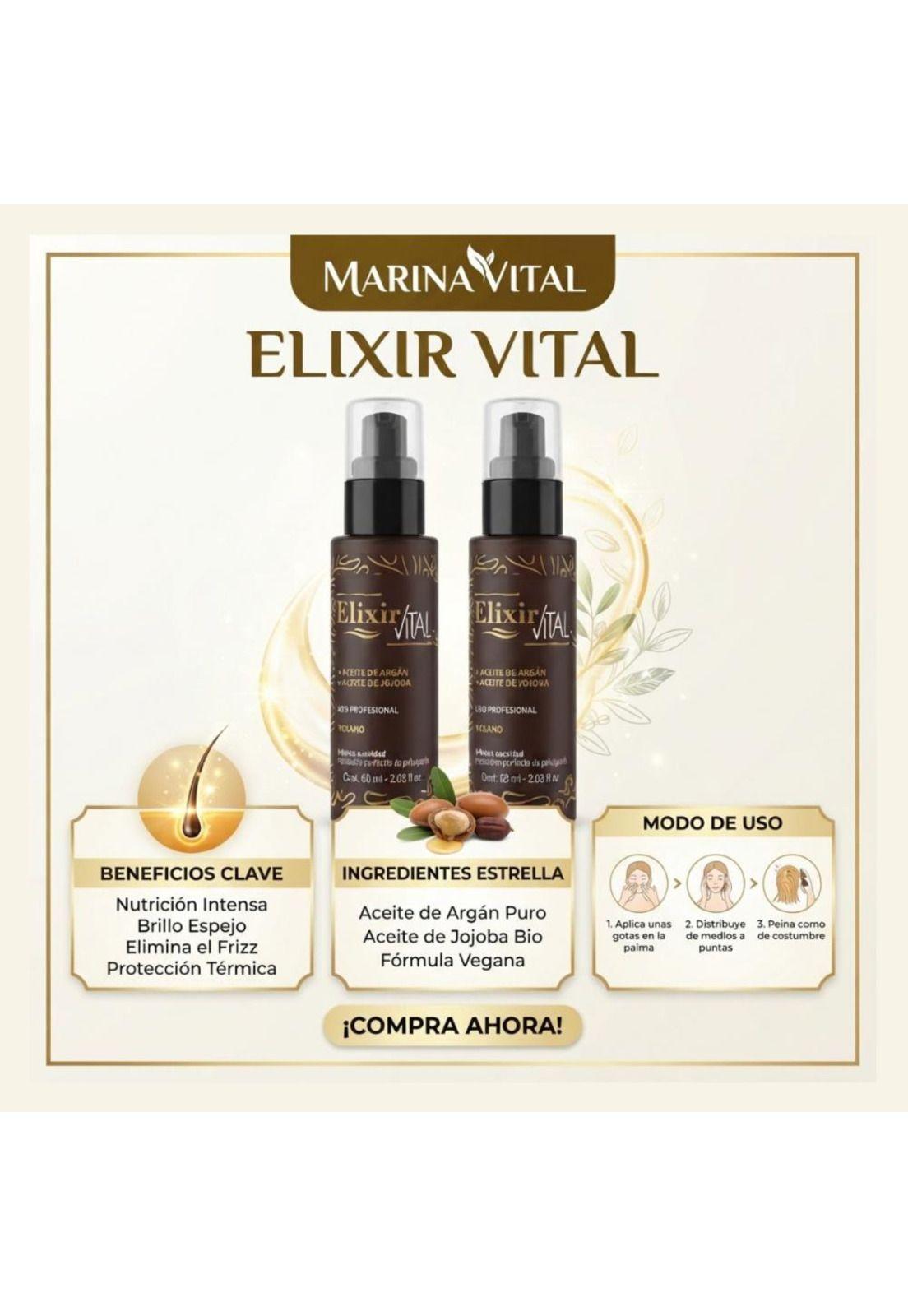 Serum Elixir Keratina Argan 60ml Pack 2unidades Marina Vital-2