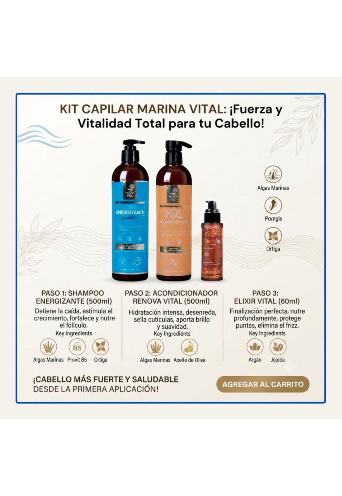 Shampoo Fuerza Energizante , Acondicionador y  Serum Elixir-2