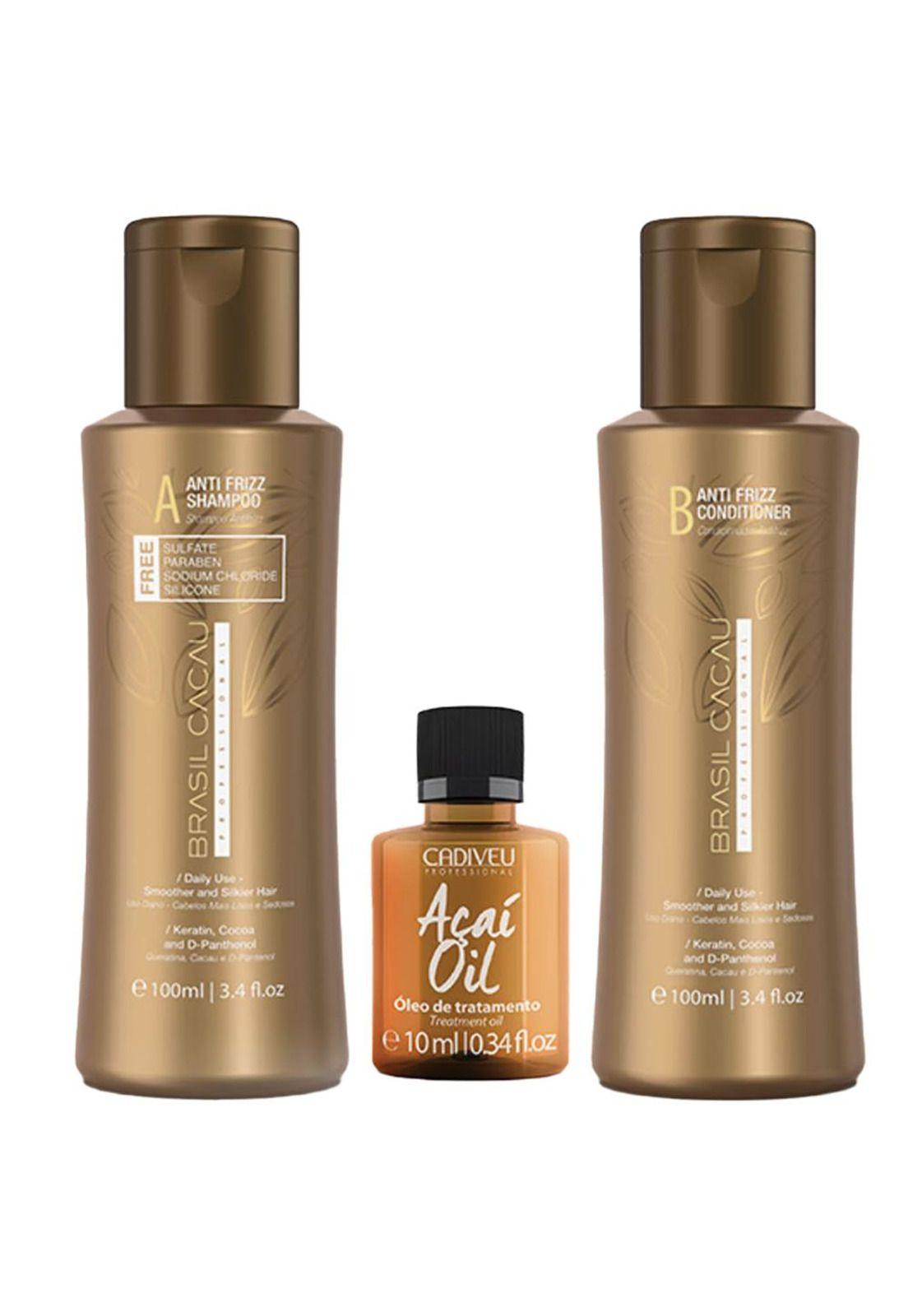 Kit Travel Shampoo, Acondicionador Y Acai Oil Brasil Cacau-1