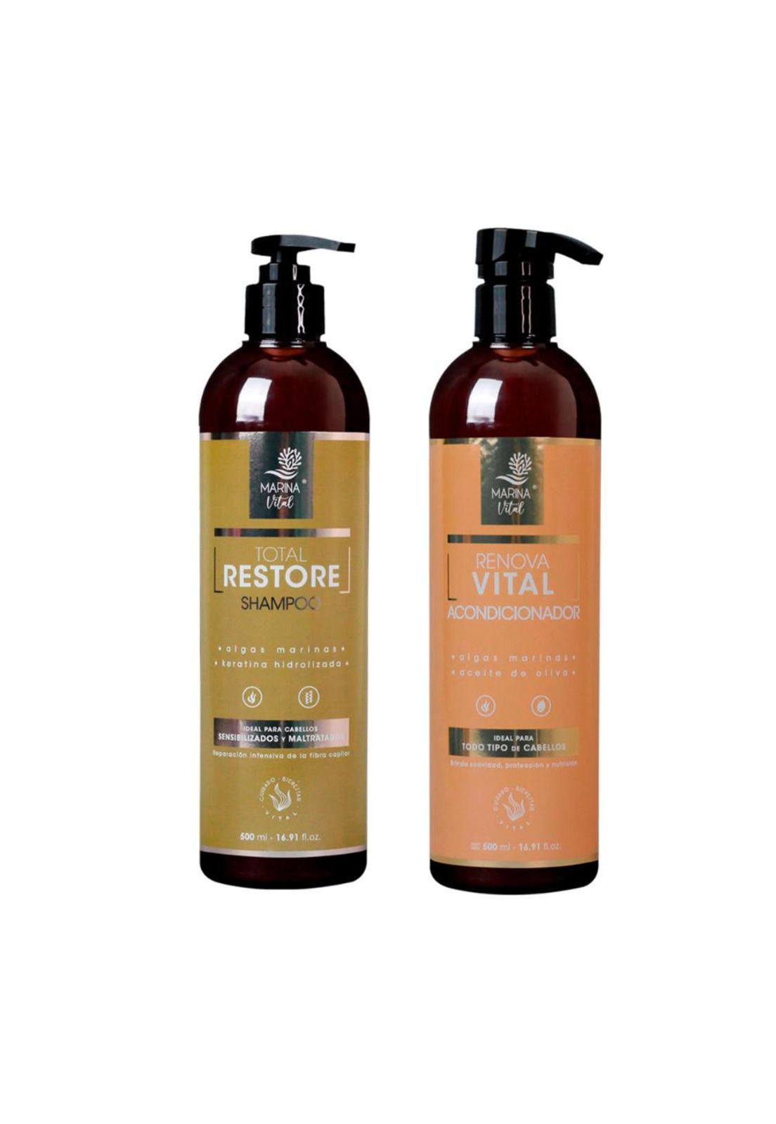 Shampoo Restaurador 500ml Y Acondicionador 500 Ml Marina Vit-0