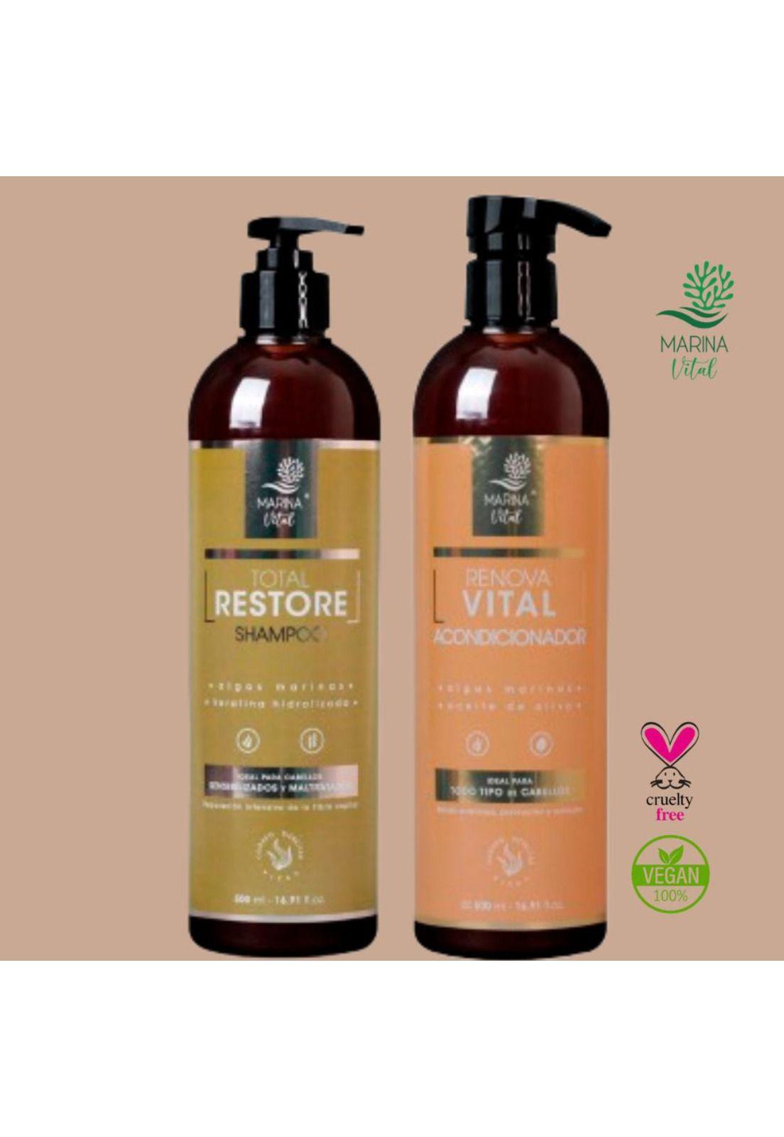 Shampoo Restaurador 500ml Y Acondicionador 500 Ml Marina Vit-1
