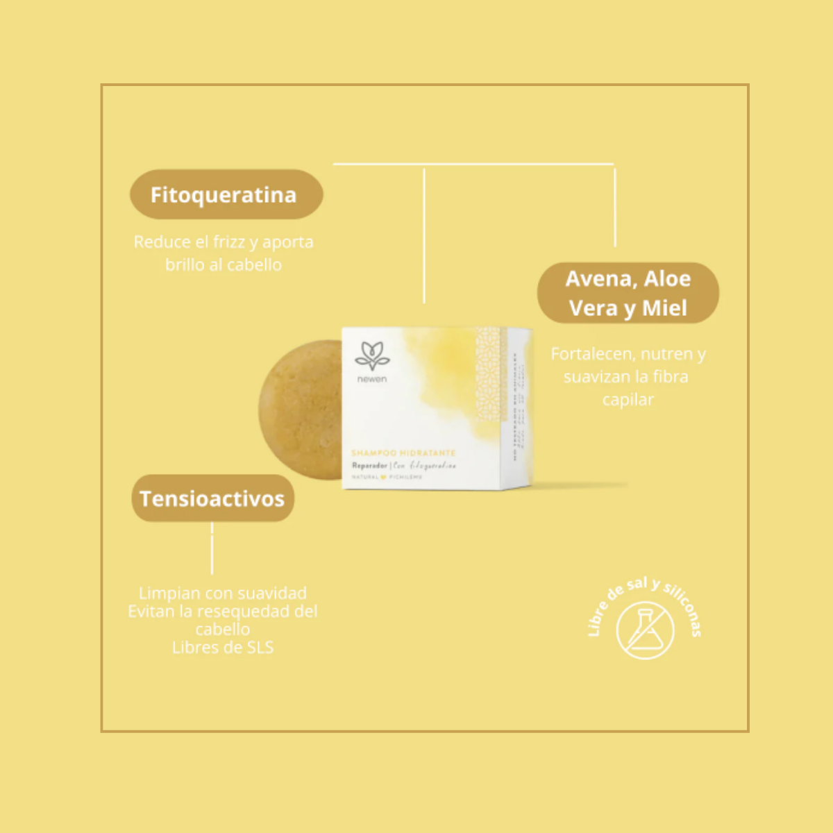 Shampoo Solido Hidratante con Fitoqueratina Newen-2