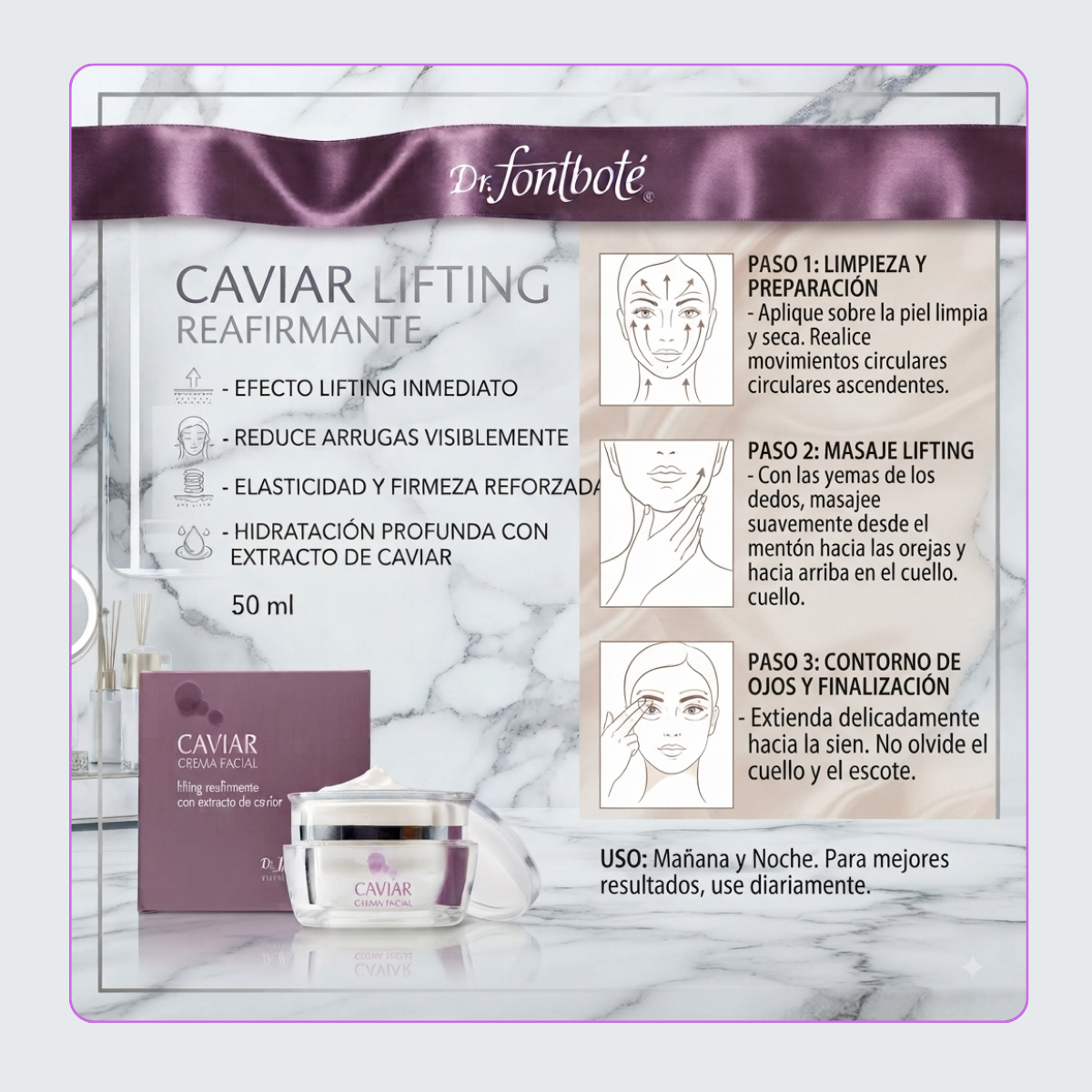 Crema Caviar Lifting Reafirmante 50 ml Dr Fontbote-2