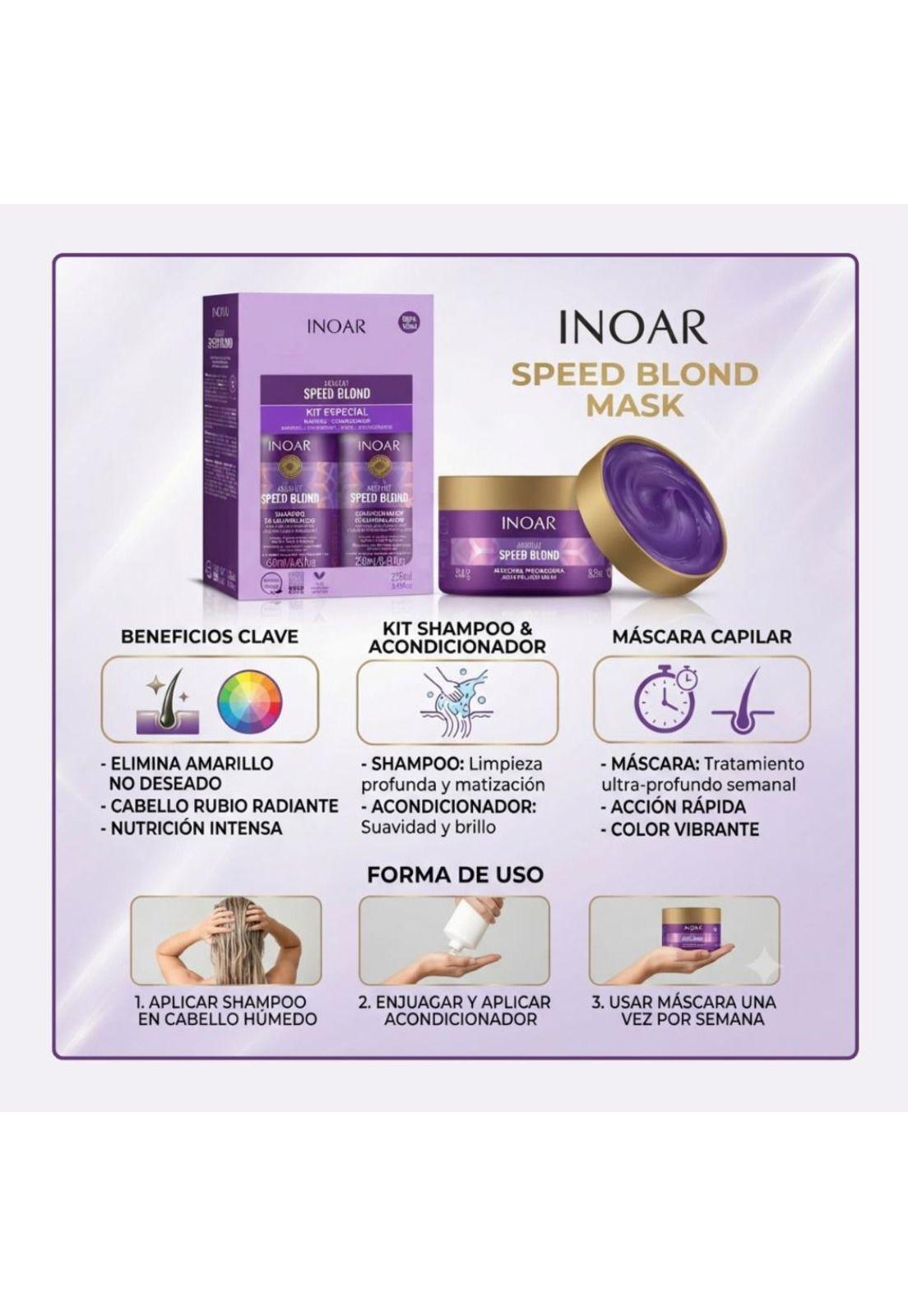 Shampoo, Acondicionador y Mascara Matizador Speed Blond Kit-2