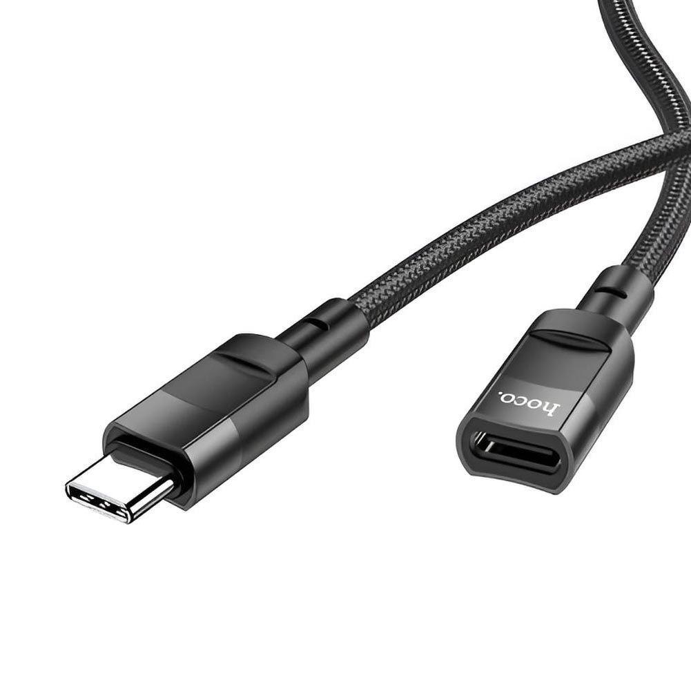 Cable Extension USB C Hoco U107 1,2m Macho a Hembra 3A Negro-1