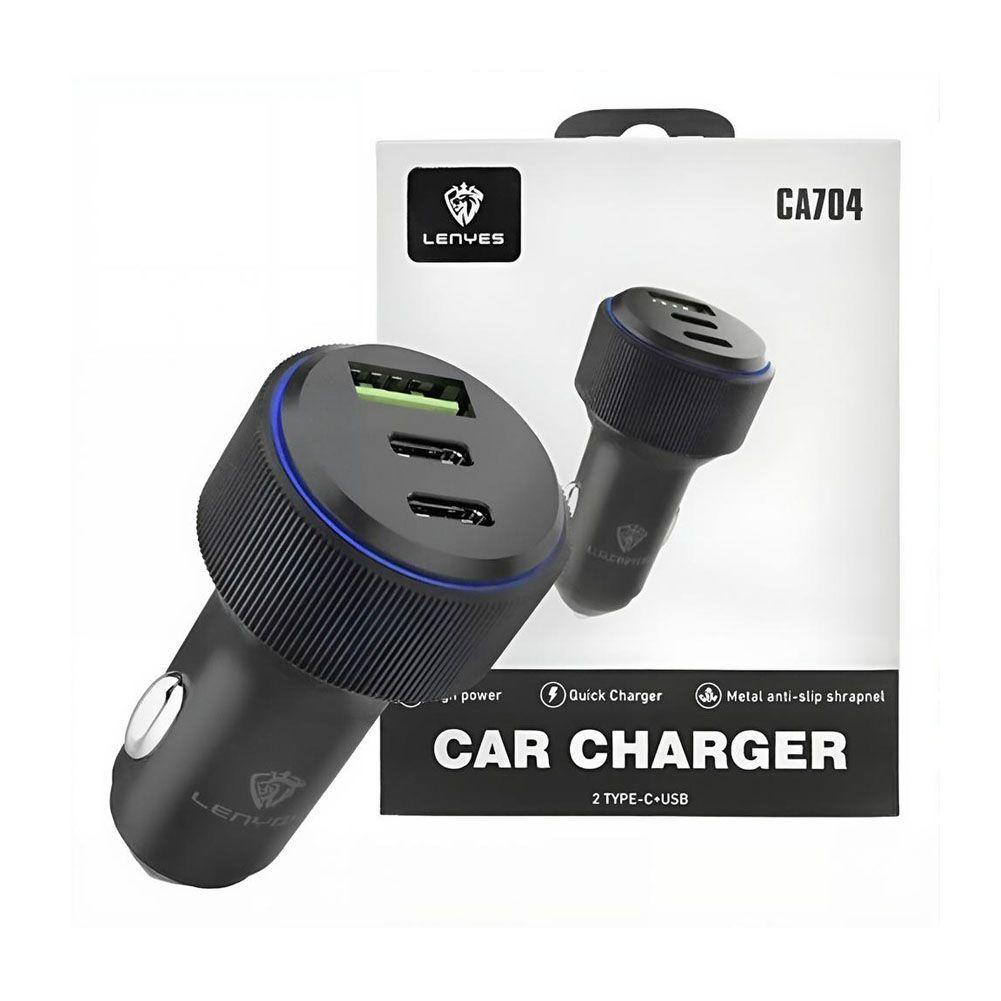 Cargador De Auto Turbo 66w 3 Puertos 2usb C Usb Lenyes-2