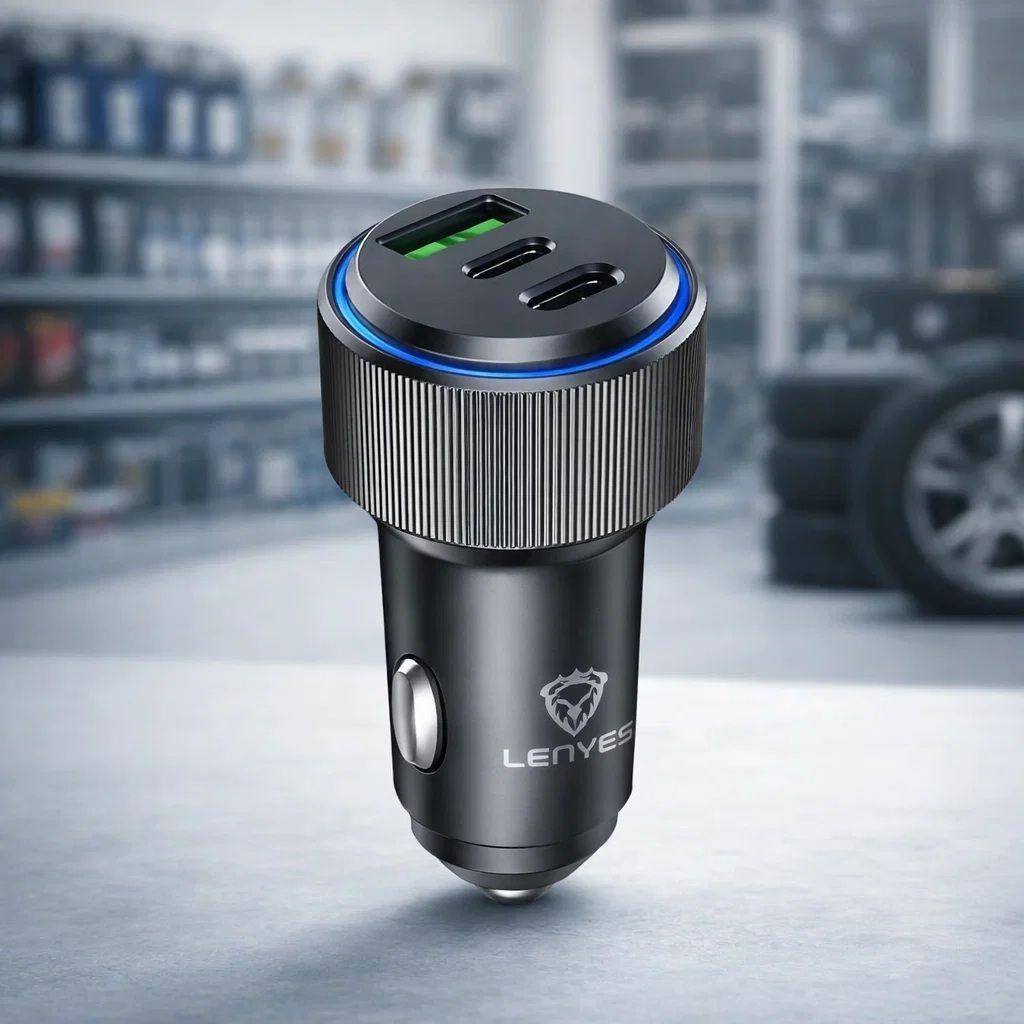 Cargador De Auto Turbo 66w 3 Puertos 2usb C Usb Lenyes-3