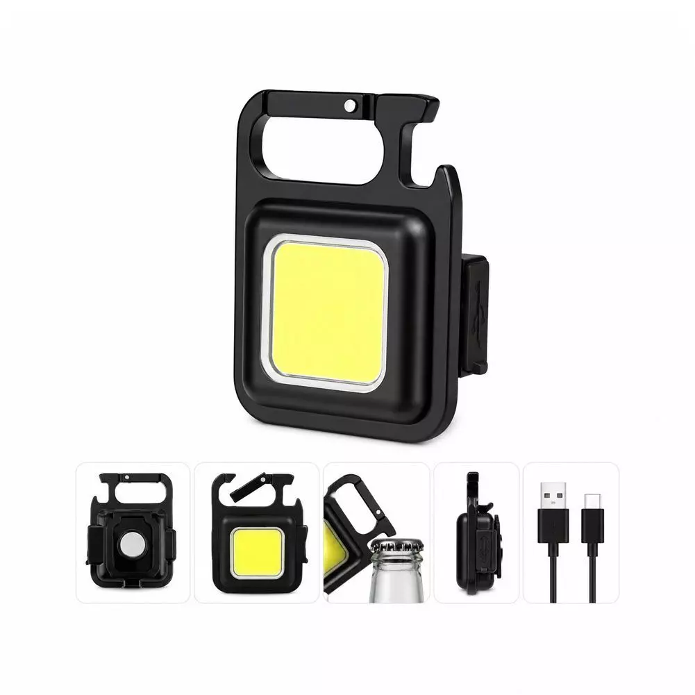 Linterna Led Cob Llavero Gancho Portatil Recargable-2