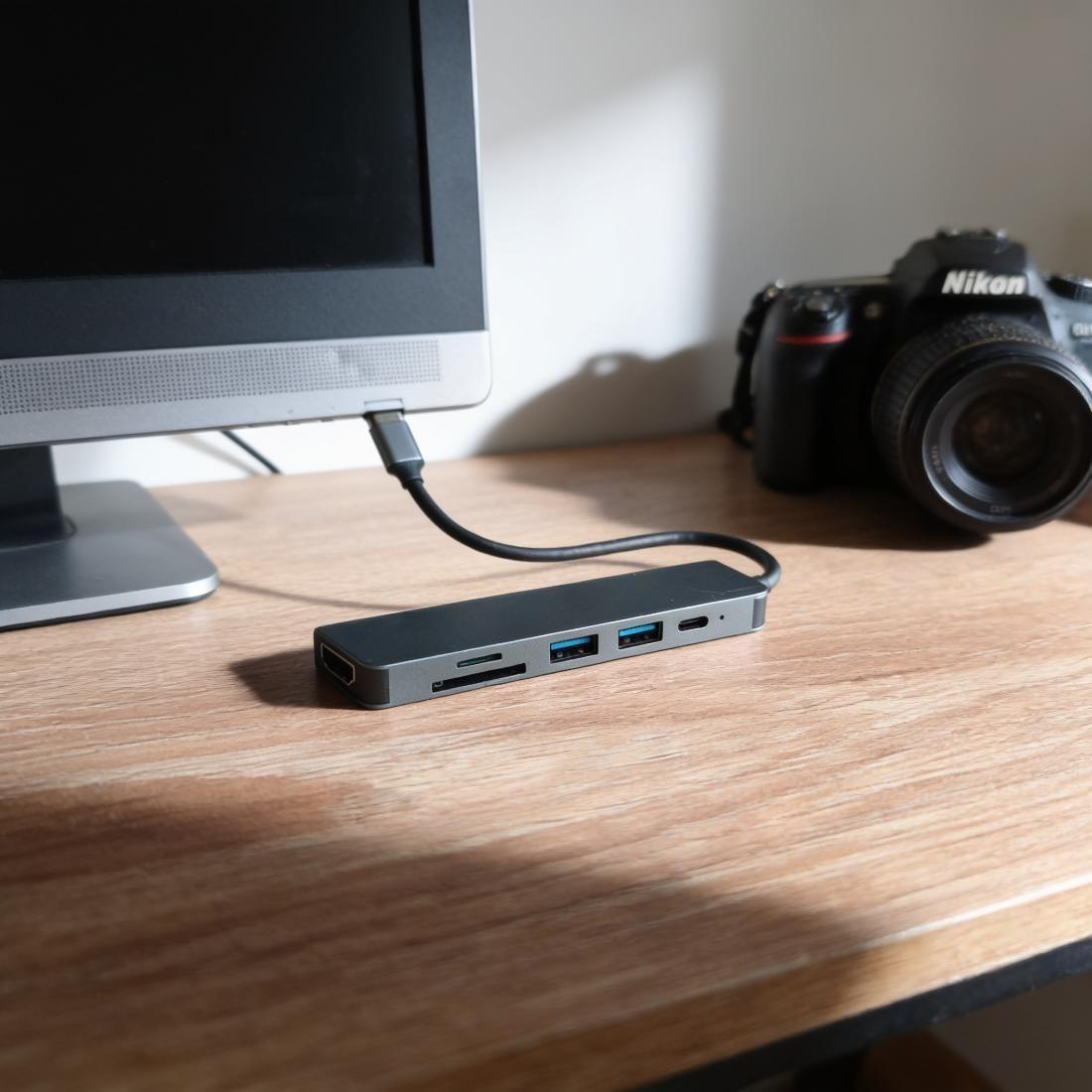 Hub Tipo-c 6 En 1 Usb Hdmi Tf Pd Sd-5