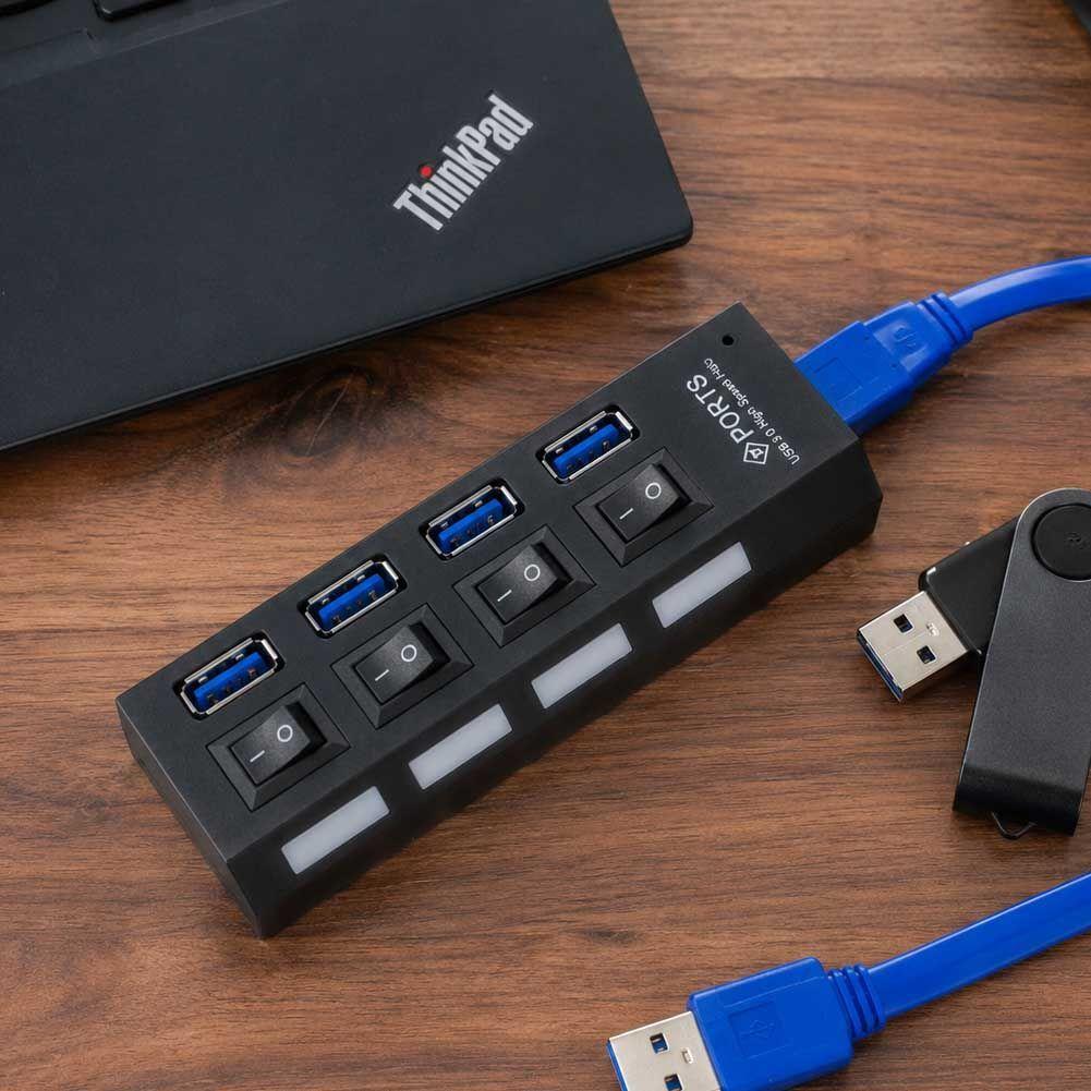 Hub USB 3 0 4 Puertos Interruptor Individual y Luz LED-3