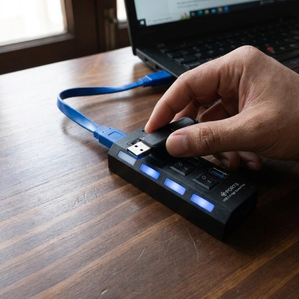 Hub USB 3 0 4 Puertos Interruptor Individual y Luz LED-4