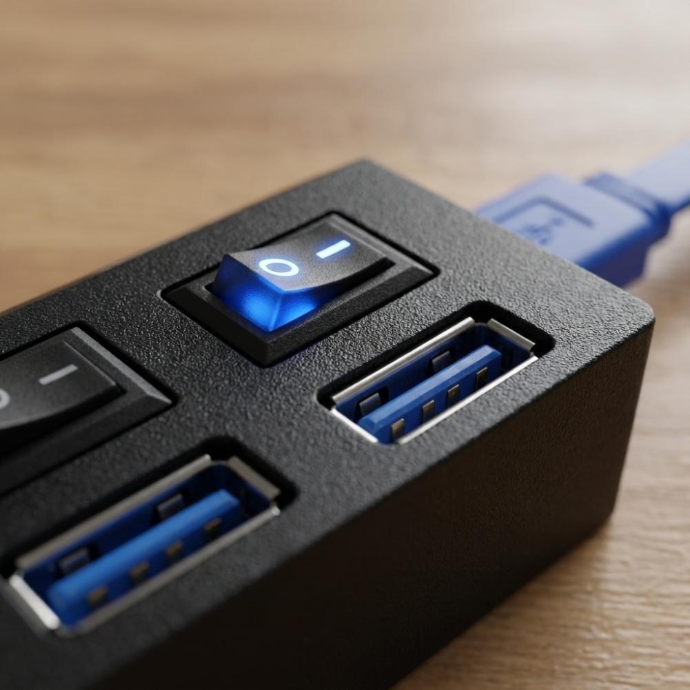 Hub USB 3 0 4 Puertos Interruptor Individual y Luz LED-5