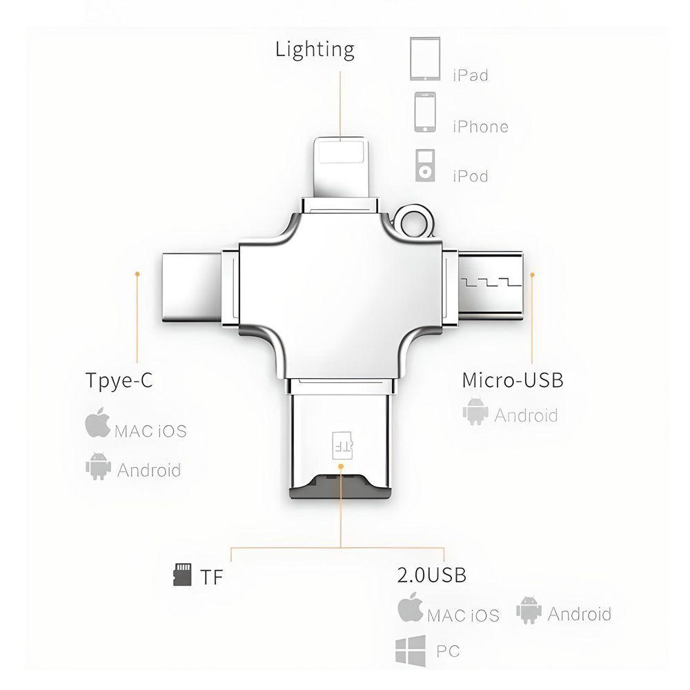 Lector De Tarjeta Microsd 4 En 1 Metalico-3