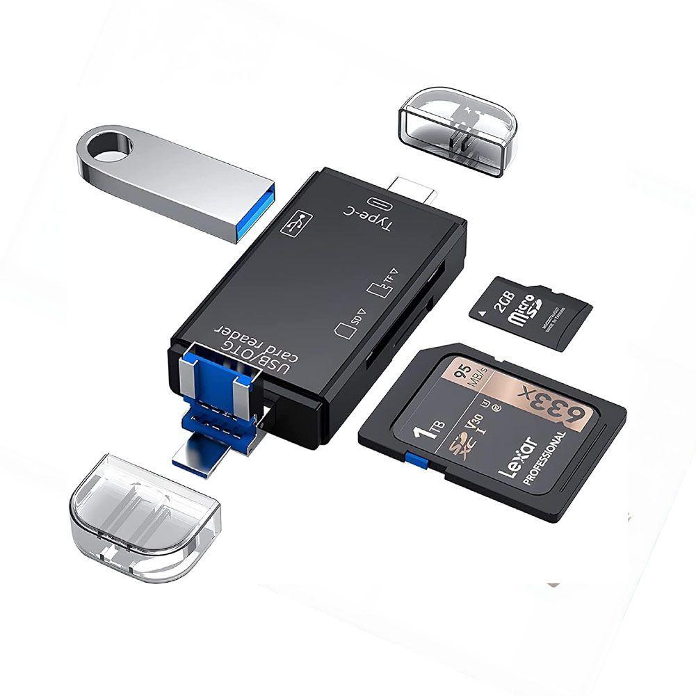 Adaptador 6 En 1 OTG USB Lector Tarjetas SD Micro SD USB 2 0-1