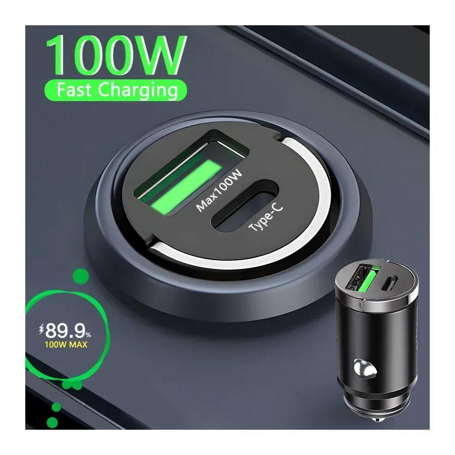 Cargador Auto Carga Rapida 100w Para iPhone Xiaomi Samsung-3