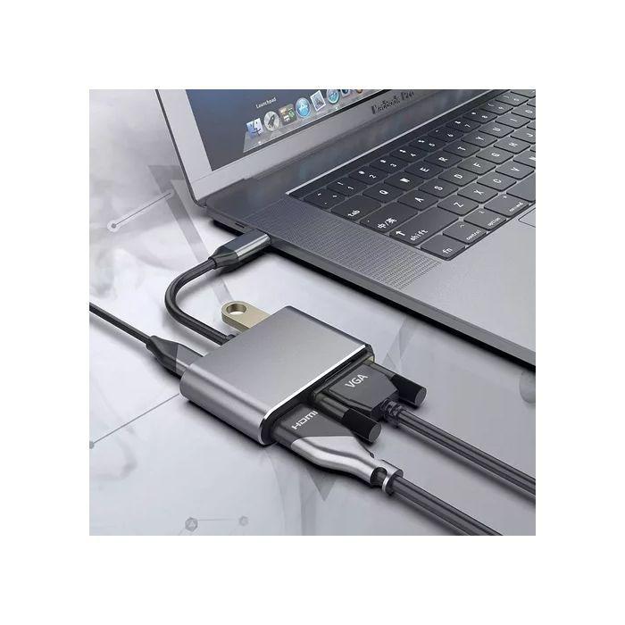 Hub Multipuerto 4K Tipo C A HDMI, USB 3,0, VGA, PD-2