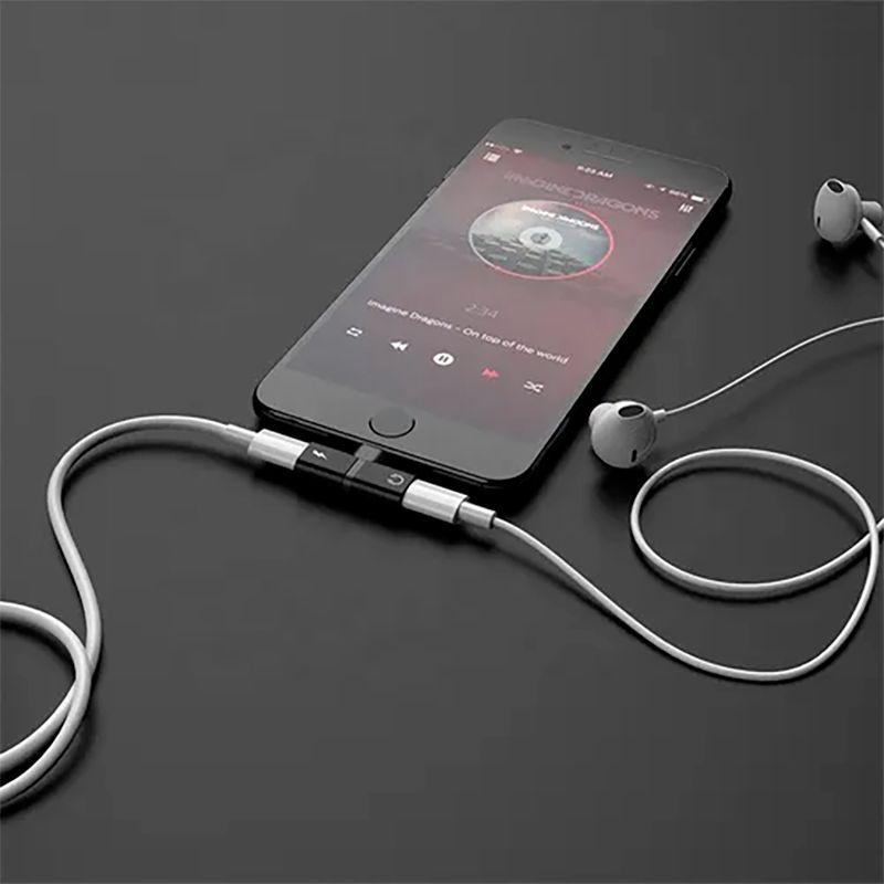 Adaptador Para iPhone Audífonos Y Cargador 2 En 1-2