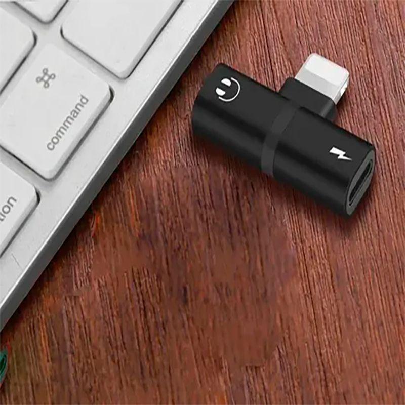 Adaptador Para iPhone Audífonos Y Cargador 2 En 1-3