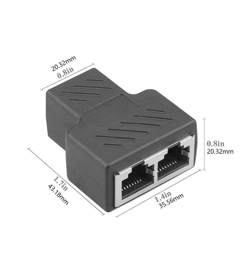 Adaptador Rj45 Divisor 1 A 2 Vías - Doble Puerto Hembra CAT 5-2