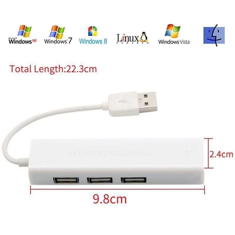 Hub Adaptador A Ethernet Rj45 Rapido 4 En 1 Usb 2.0-3