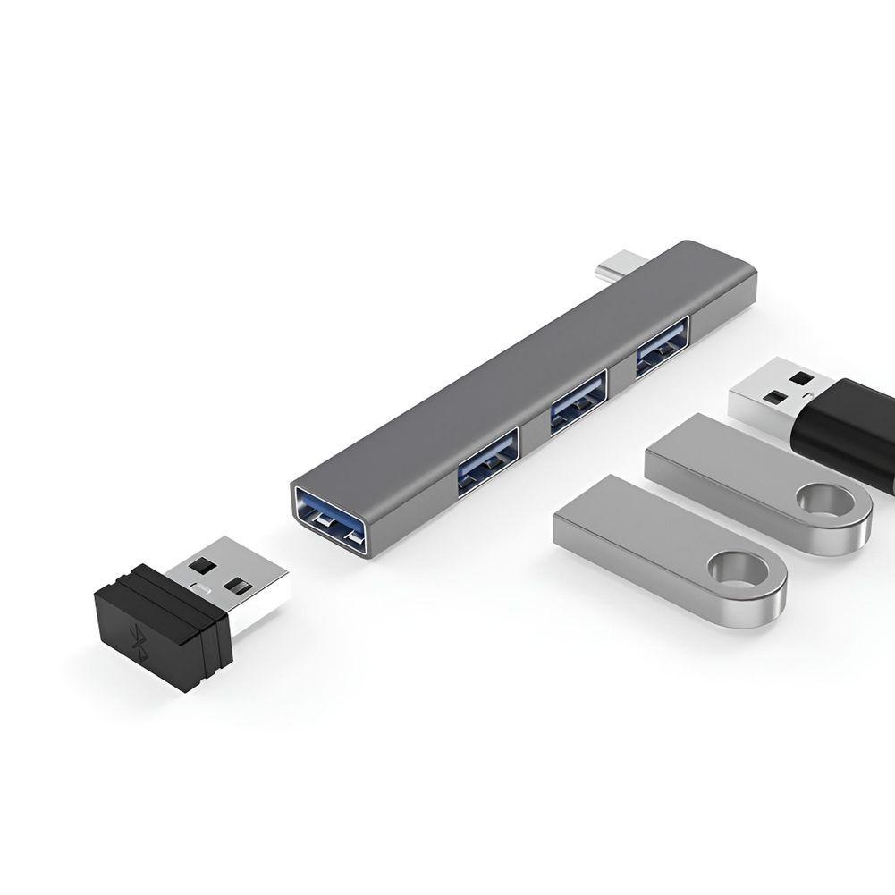 Hub Usb c Multiplicador 4 Puertos Usb Luz Pc Notebook Full-1
