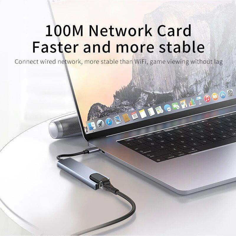 Hub Adaptador Usb Tipo C 8 En 1 Para Macbook Windows Lan-4